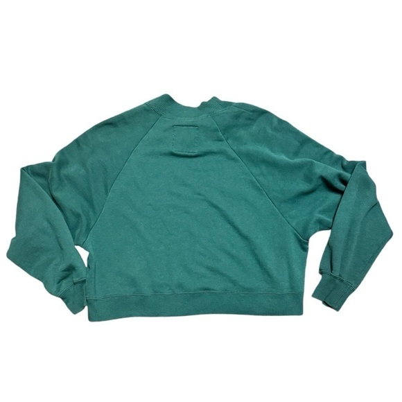HOLLISTER Mock Neck Sweatshirt Embroidered Daisy Green Waist length large - Picture 5 of 8